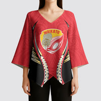 Waikato 2026 Rugby Custom Kimono Sleeve Blouse NZ Maori Silver Fern