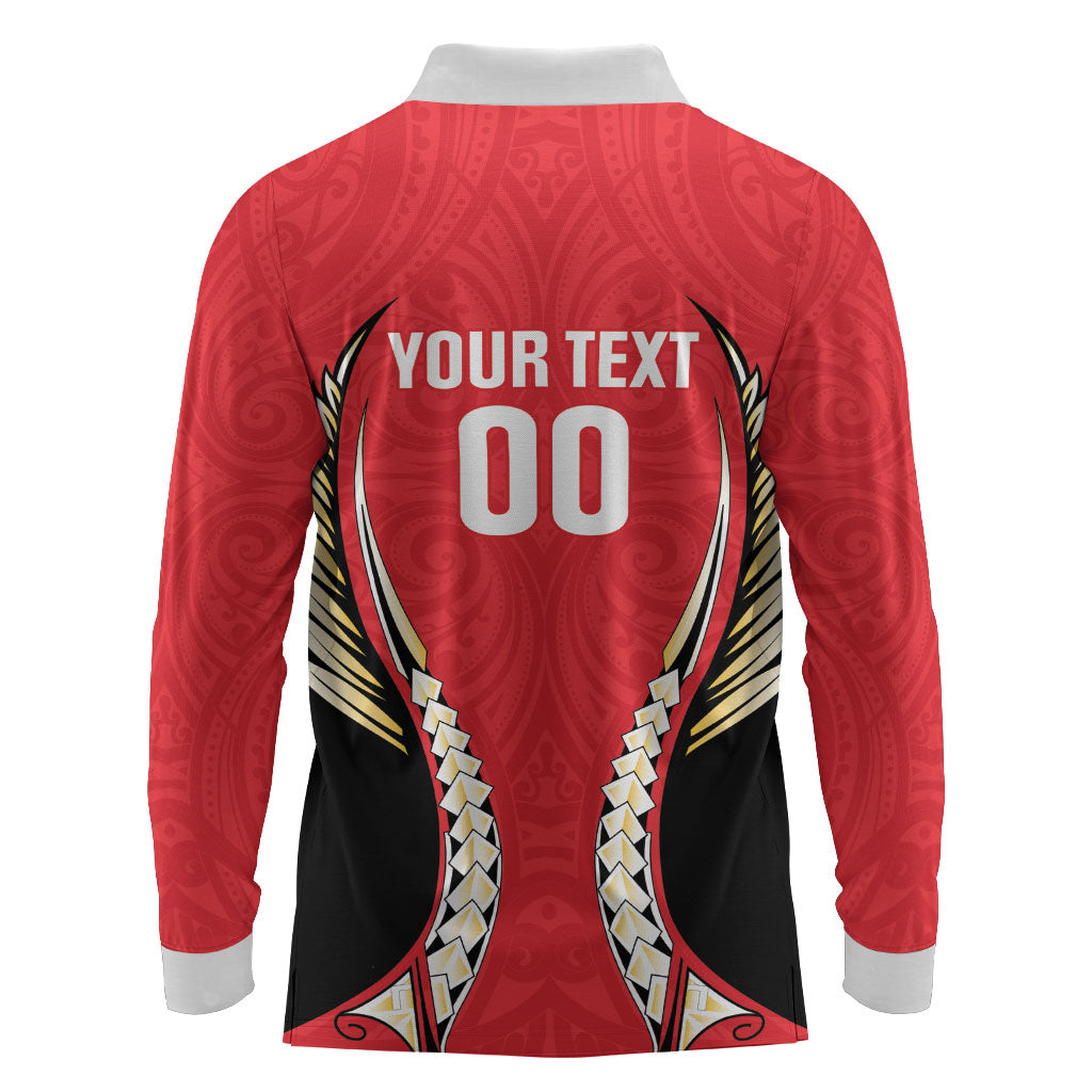 Waikato 2026 Rugby Custom Long Sleeve Polo Shirt NZ Maori Silver Fern LT14 - Polynesian Pride