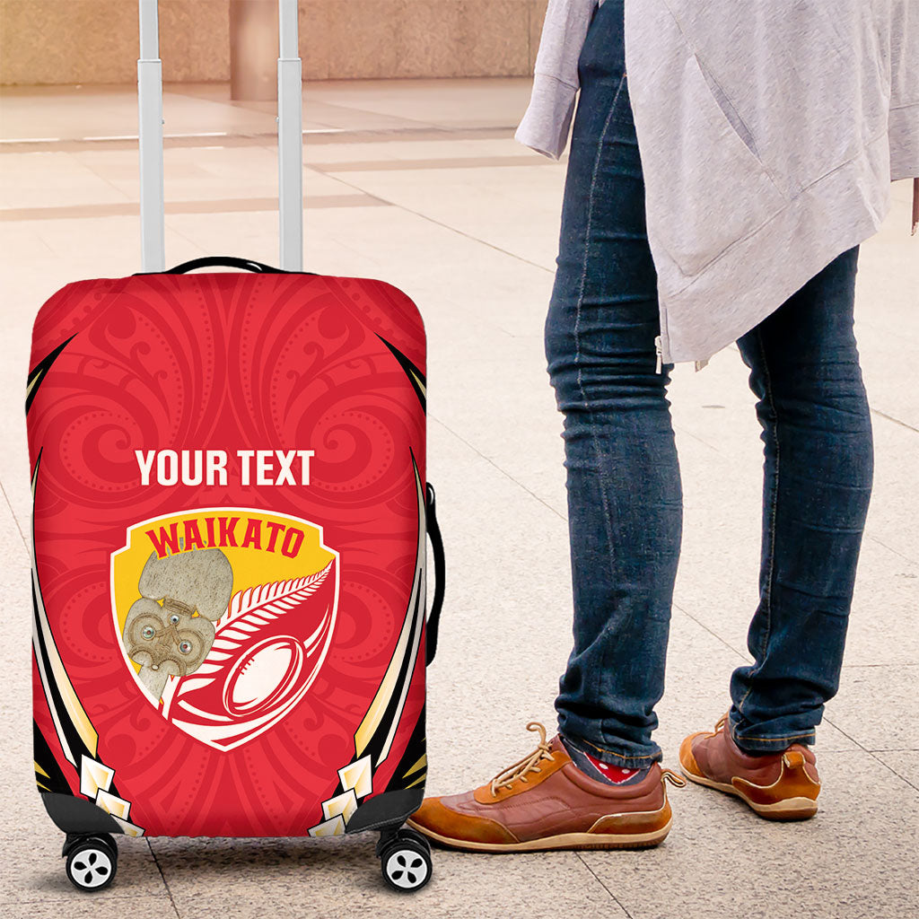 Waikato 2026 Rugby Custom Luggage Cover NZ Maori Silver Fern LT14 Red - Polynesian Pride