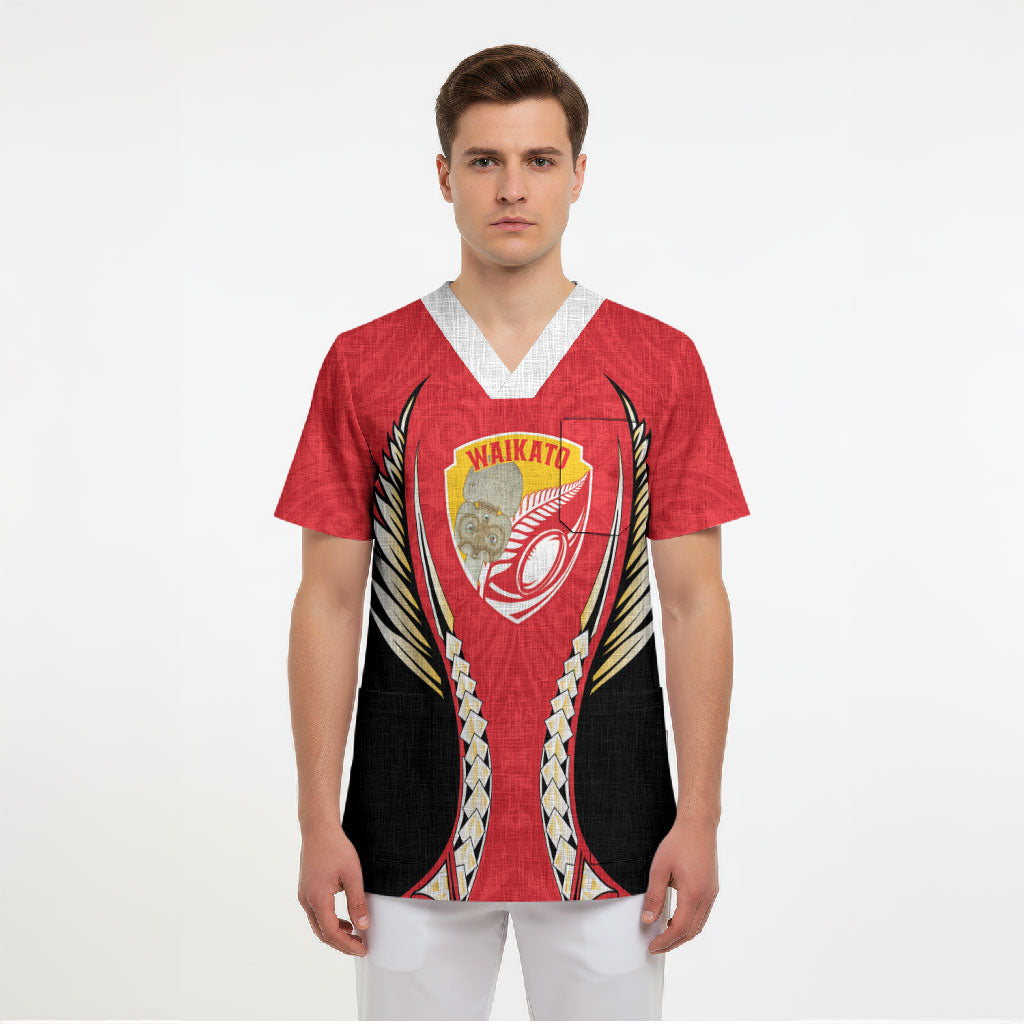 Waikato 2026 Rugby Custom Scrub Top NZ Maori Silver Fern