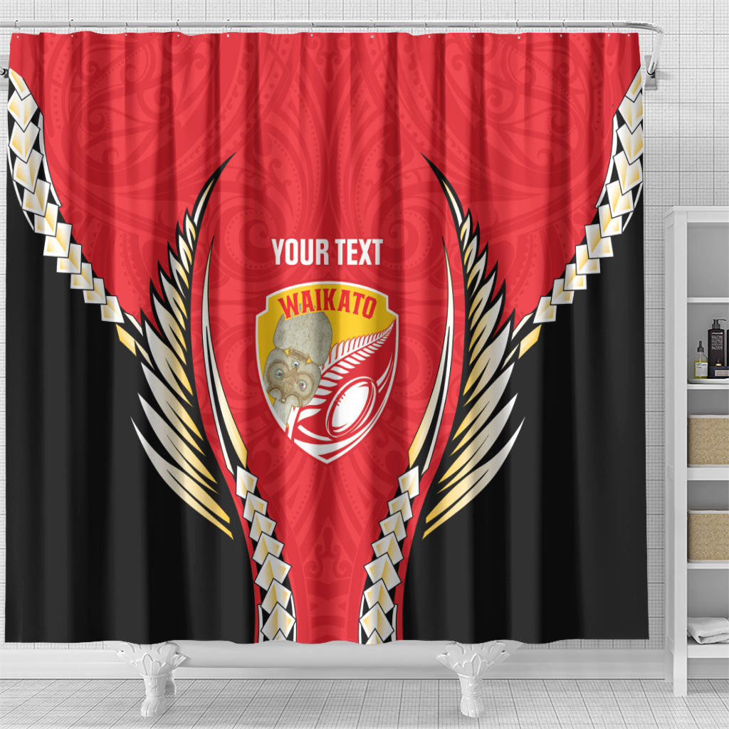 Waikato 2026 Rugby Custom Shower Curtain NZ Maori Silver Fern