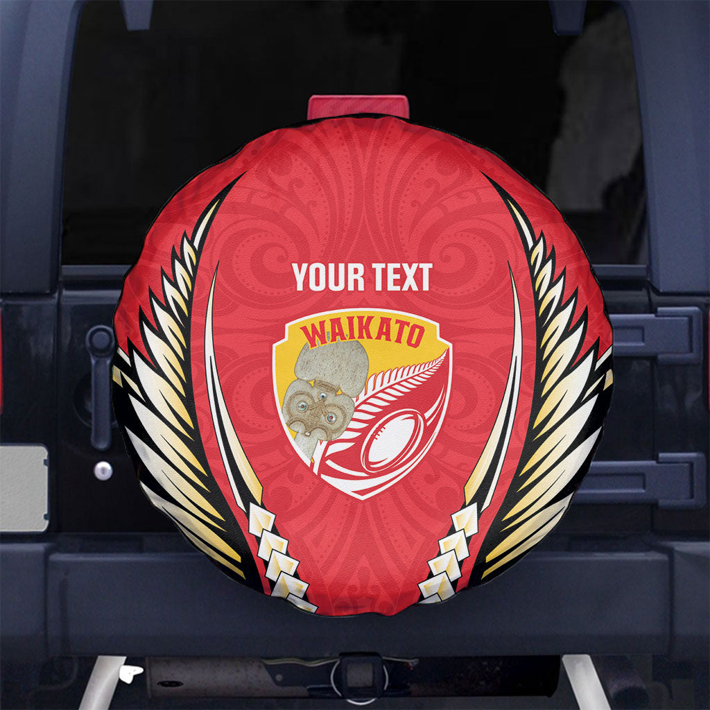 Waikato 2026 Rugby Custom Spare Tire Cover NZ Maori Silver Fern LT14 No hole Red - Polynesian Pride