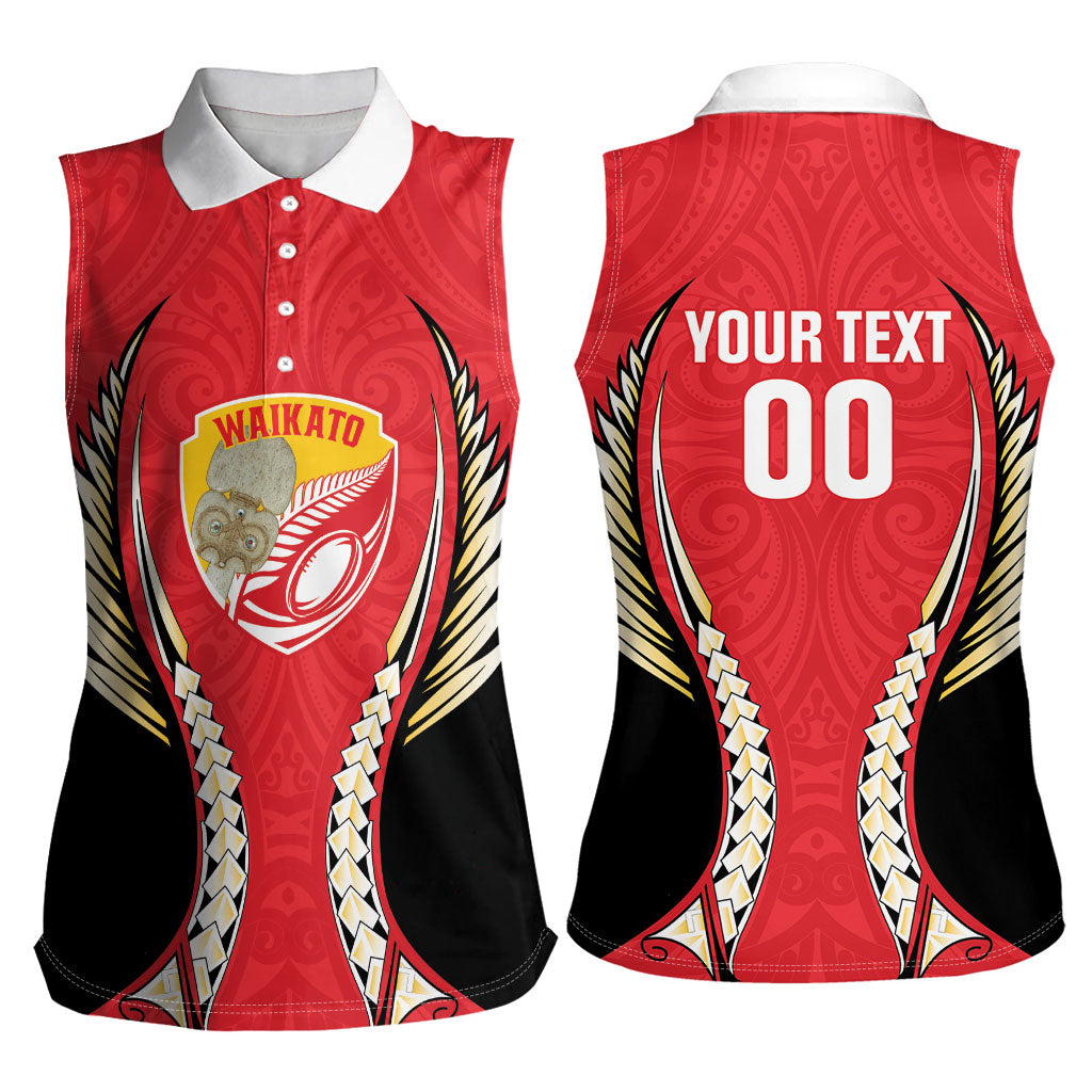 Waikato 2026 Rugby Custom Women Sleeveless Polo Shirt NZ Maori Silver Fern LT14 - Polynesian Pride