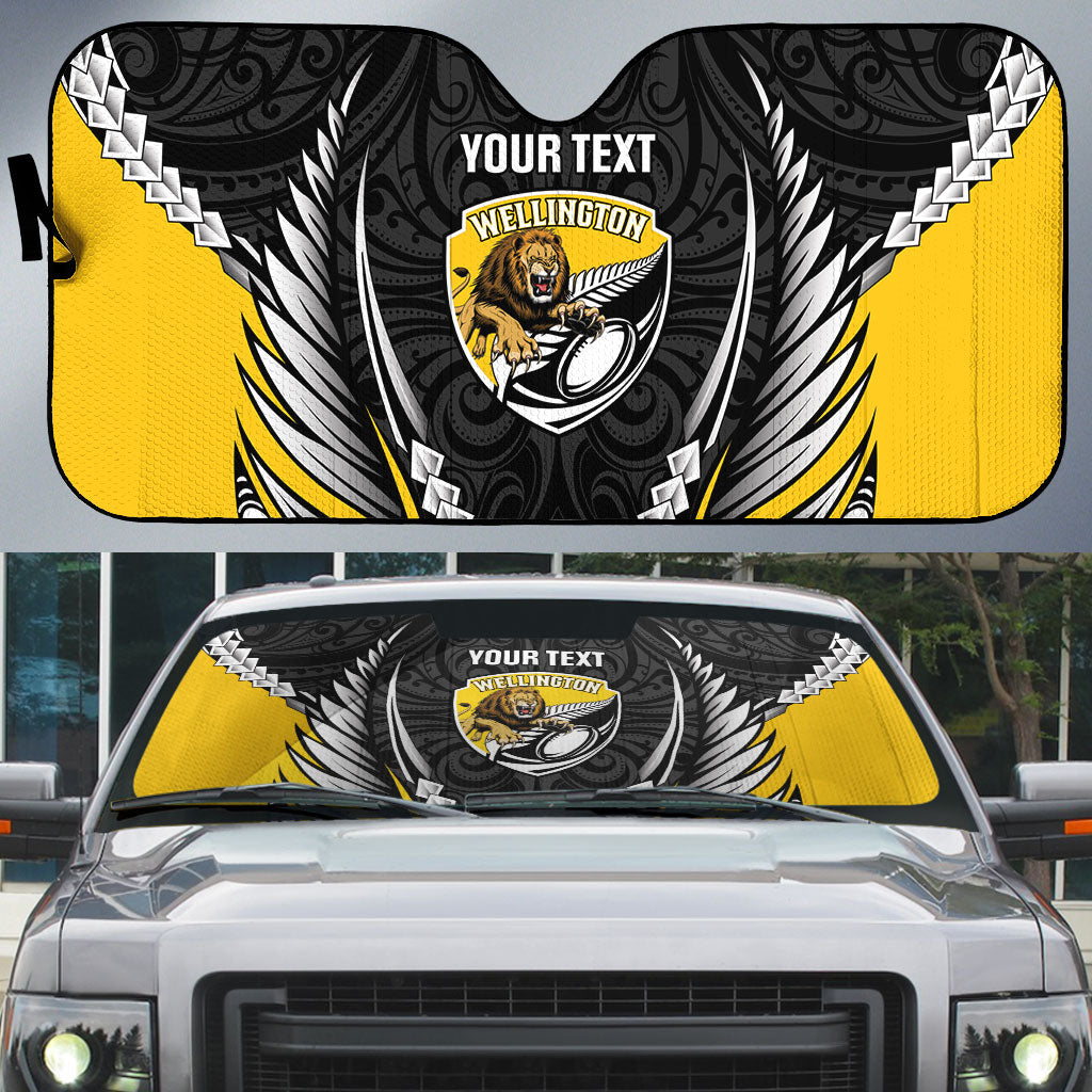 Wellington 2026 Rugby Custom Auto Sun Shade NZ Maori Silver Fern LT14 Black - Polynesian Pride