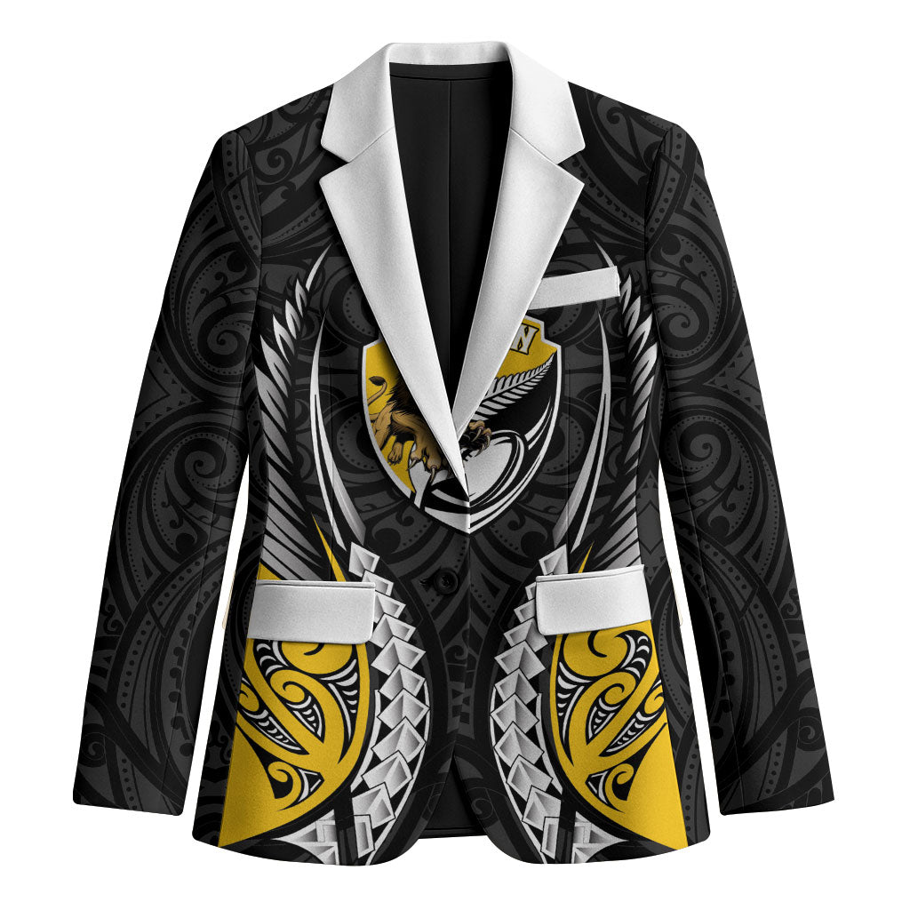 Wellington 2026 Rugby Custom Blazer NZ Maori Silver Fern LT14 Unisex Black - Polynesian Pride