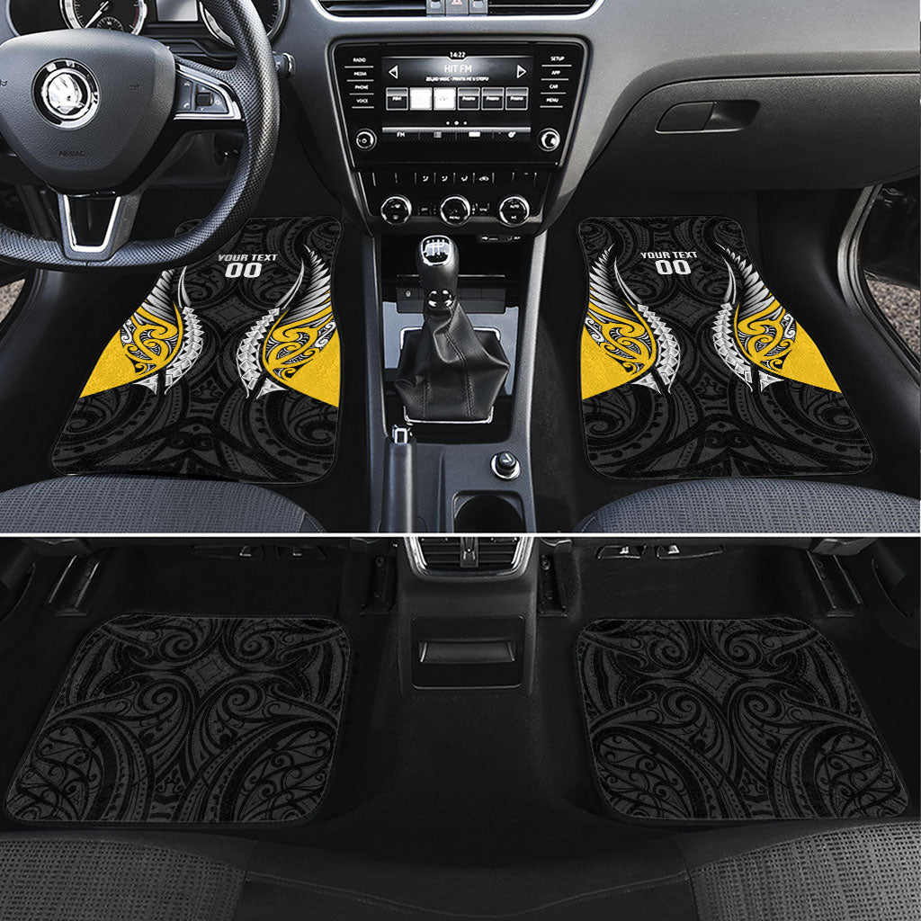Wellington 2026 Rugby Custom Car Mats NZ Maori Silver Fern LT14 Set 4pcs Black - Polynesian Pride