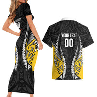 Wellington 2026 Rugby Custom Couples Matching Short Sleeve Bodycon Dress and Hawaiian Shirt NZ Maori Silver Fern LT14 - Polynesian Pride
