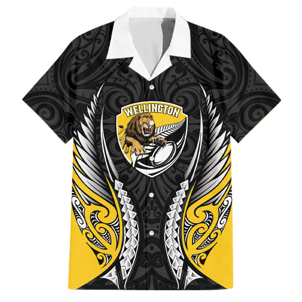 Wellington 2026 Rugby Custom Family Matching Off The Shoulder Long Sleeve Dress and Hawaiian Shirt NZ Maori Silver Fern LT14 Dad's Shirt - Short Sleeve Black - Polynesian Pride