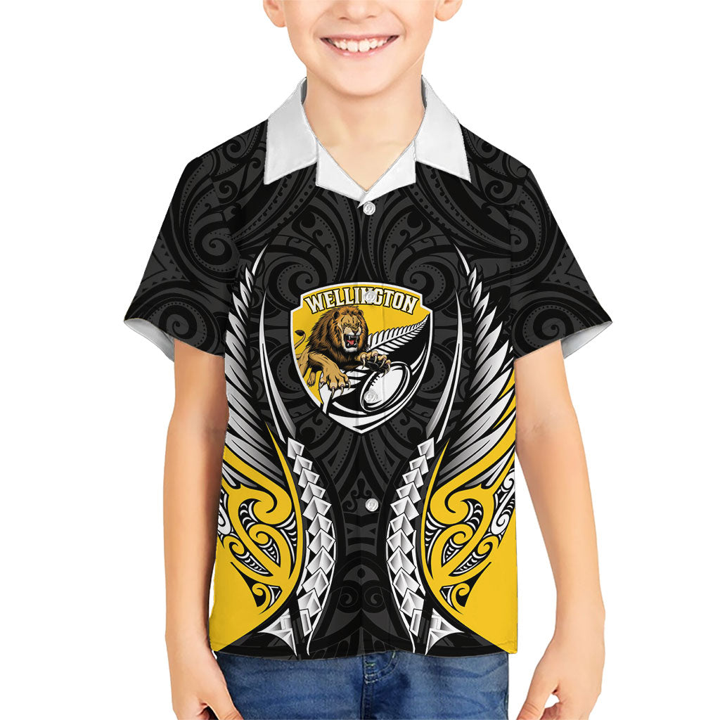 Wellington 2026 Rugby Custom Family Matching Puletasi and Hawaiian Shirt NZ Maori Silver Fern LT14 Son's Shirt Black - Polynesian Pride