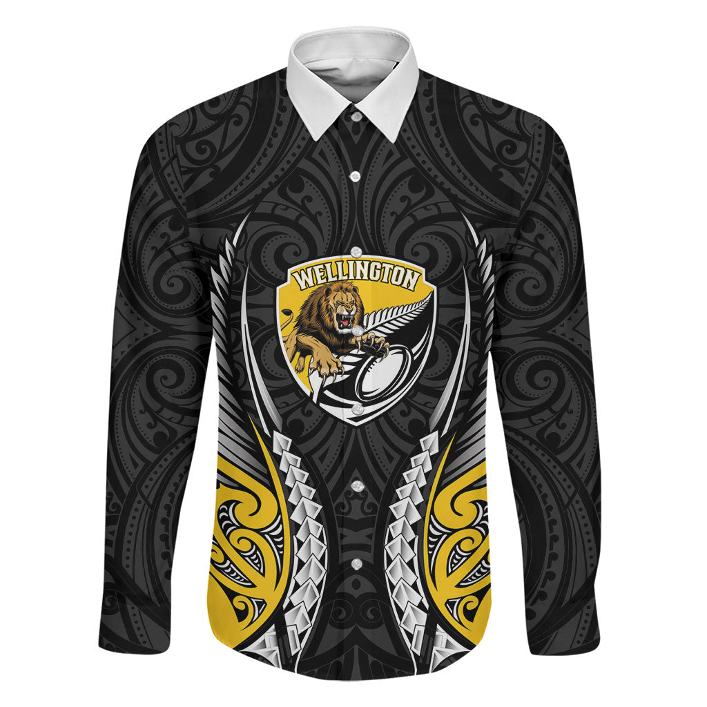 Wellington 2026 Rugby Custom Family Matching Summer Maxi Dress and Hawaiian Shirt NZ Maori Silver Fern LT14 Dad's Shirt - Long Sleeve Black - Polynesian Pride