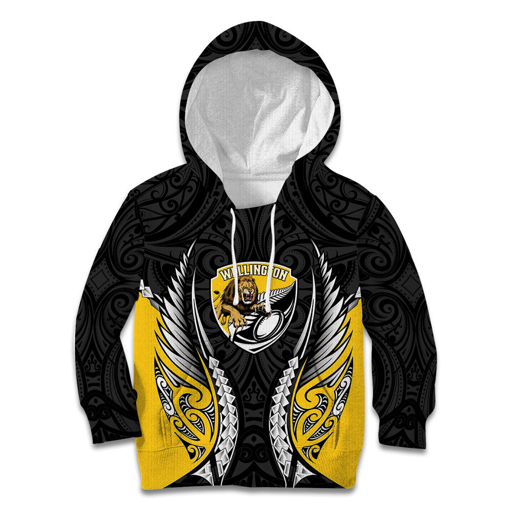 Wellington 2026 Rugby Custom Kid Hoodie NZ Maori Silver Fern LT14 Hoodie Black - Polynesian Pride