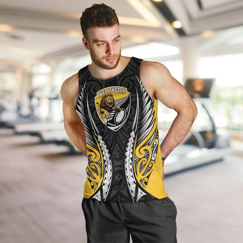 Wellington 2026 Rugby Custom Men Tank Top NZ Maori Silver Fern LT14 Black - Polynesian Pride