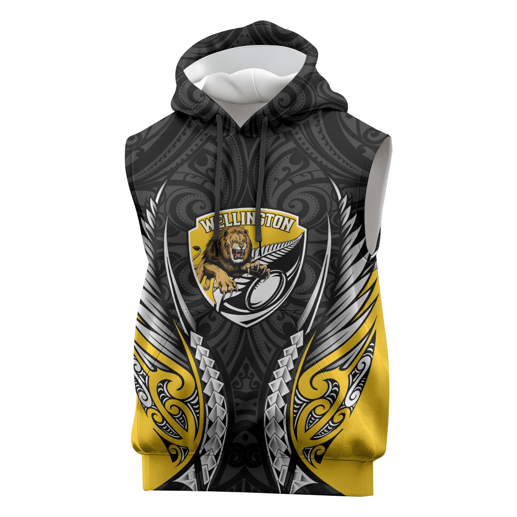 Wellington 2026 Rugby Custom Sleeveless Hoodie NZ Maori Silver Fern LT14 Black - Polynesian Pride