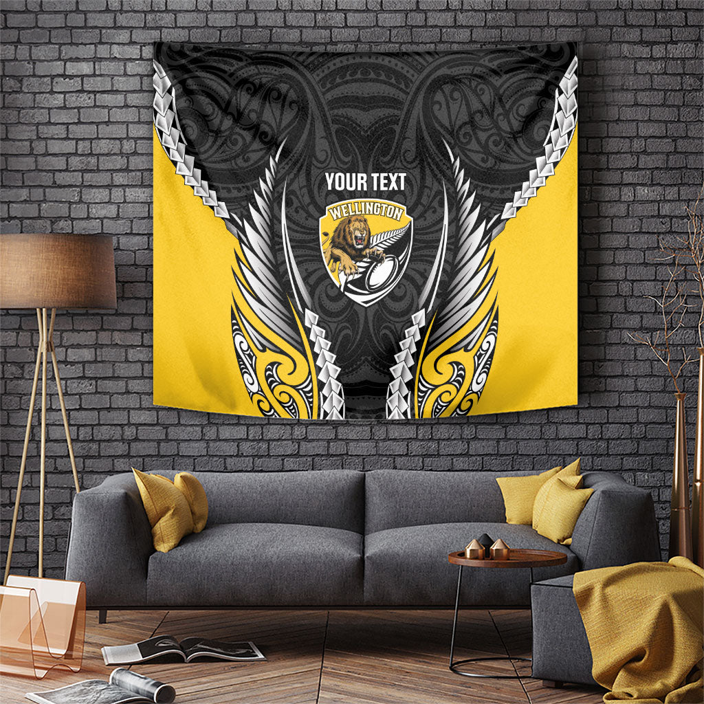 Wellington 2026 Rugby Custom Tapestry NZ Maori Silver Fern LT14 Black - Polynesian Pride