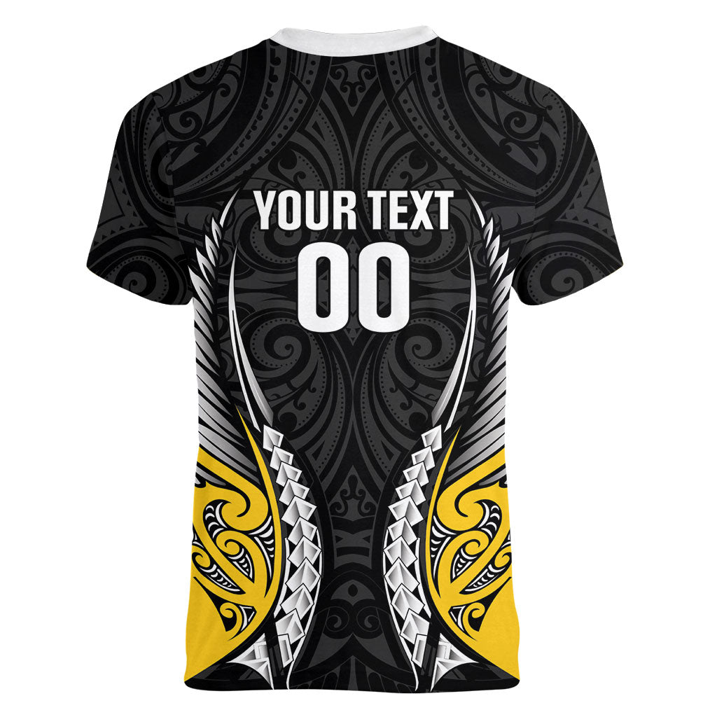 Wellington 2026 Rugby Custom Women V-Neck T-Shirt NZ Maori Silver Fern LT14 - Polynesian Pride