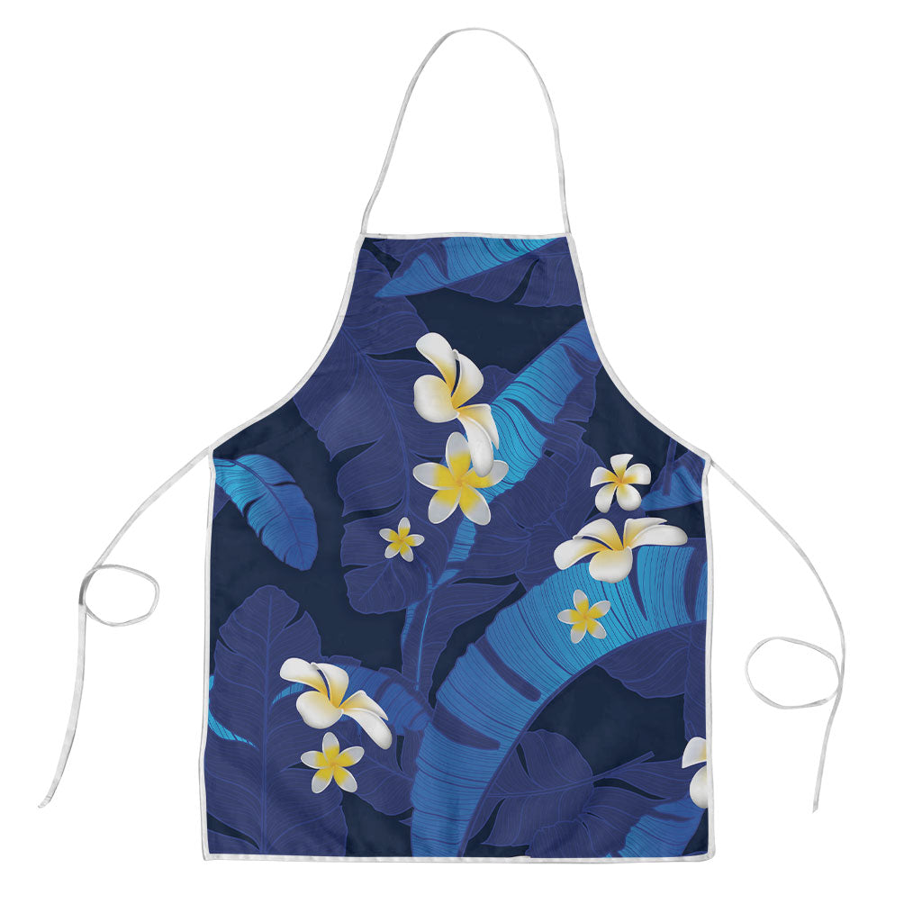 Teal Purple Banana Leaf Hawaii Apron Lau Maia Plumeria Tropical Summer Vibes