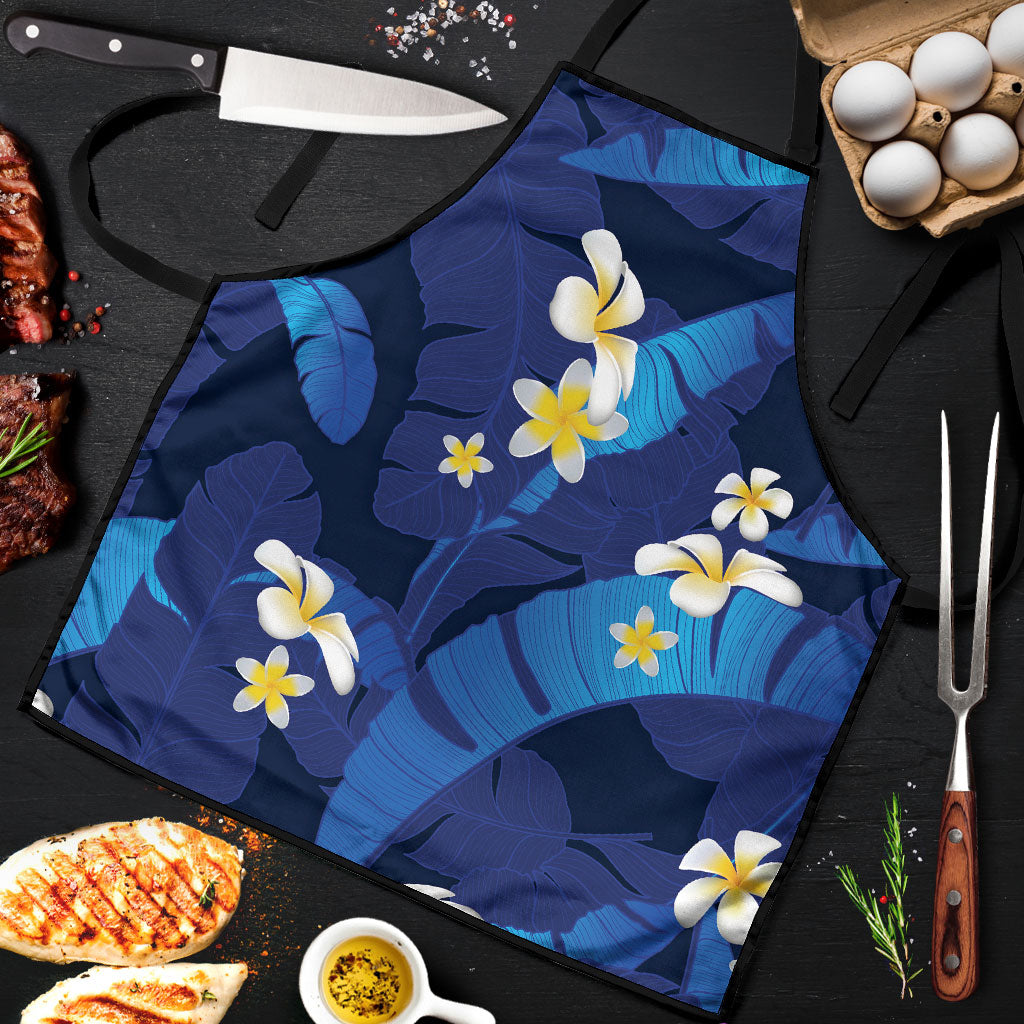 Teal Purple Banana Leaf Hawaii Apron Lau Maia Plumeria Tropical Summer Vibes