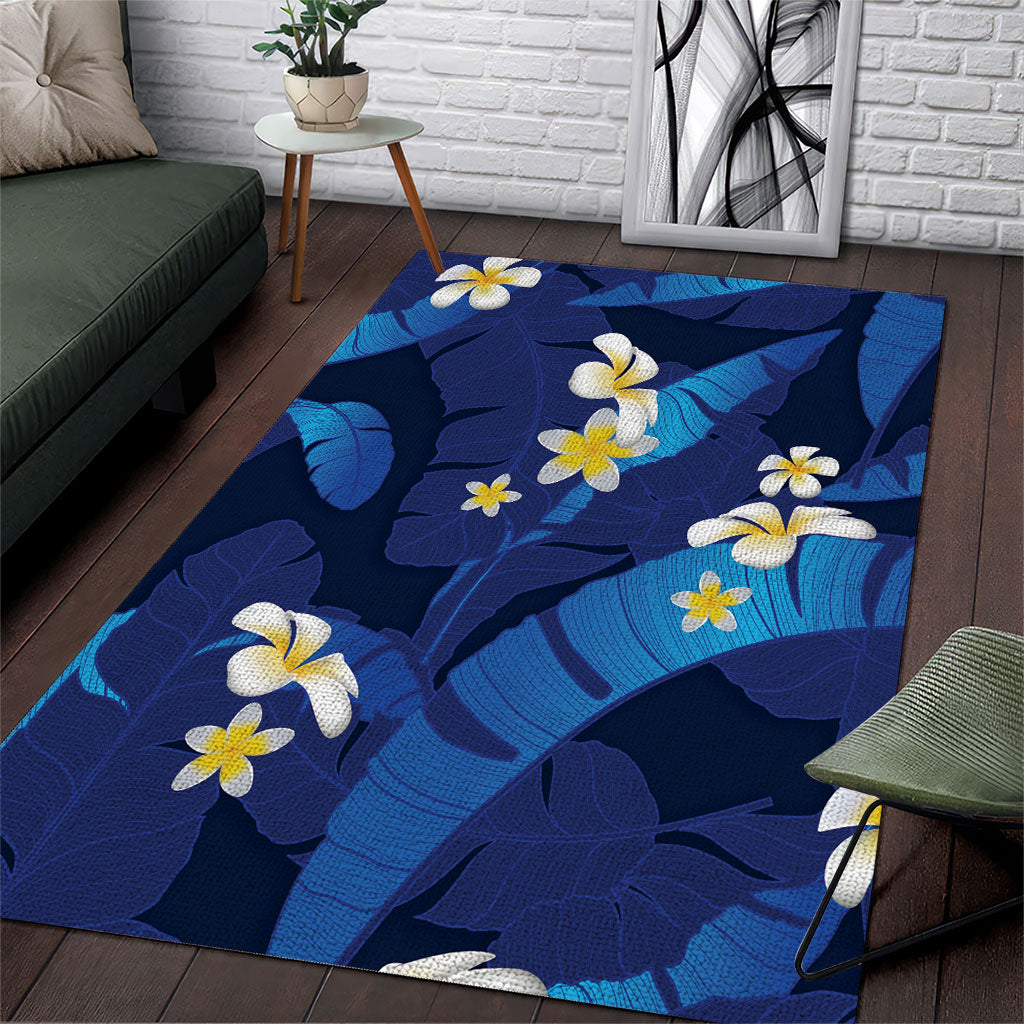 Teal Purple Banana Leaf Hawaii Area Rug Lau Maia Plumeria Tropical Summer Vibes
