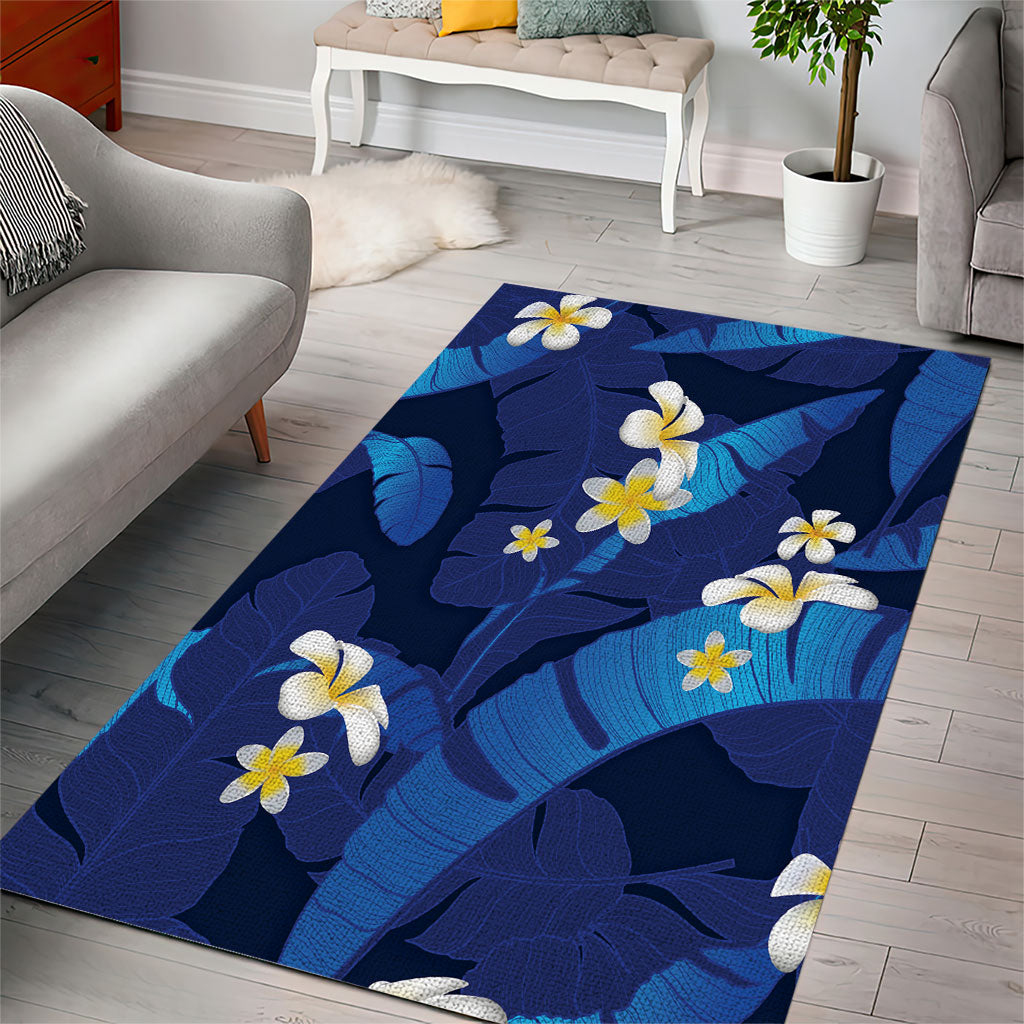 Teal Purple Banana Leaf Hawaii Area Rug Lau Maia Plumeria Tropical Summer Vibes