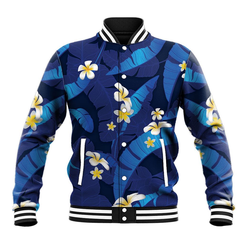 Teal Purple Banana Leaf Hawaii Baseball Jacket Lau Maia Plumeria Tropical Summer Vibes