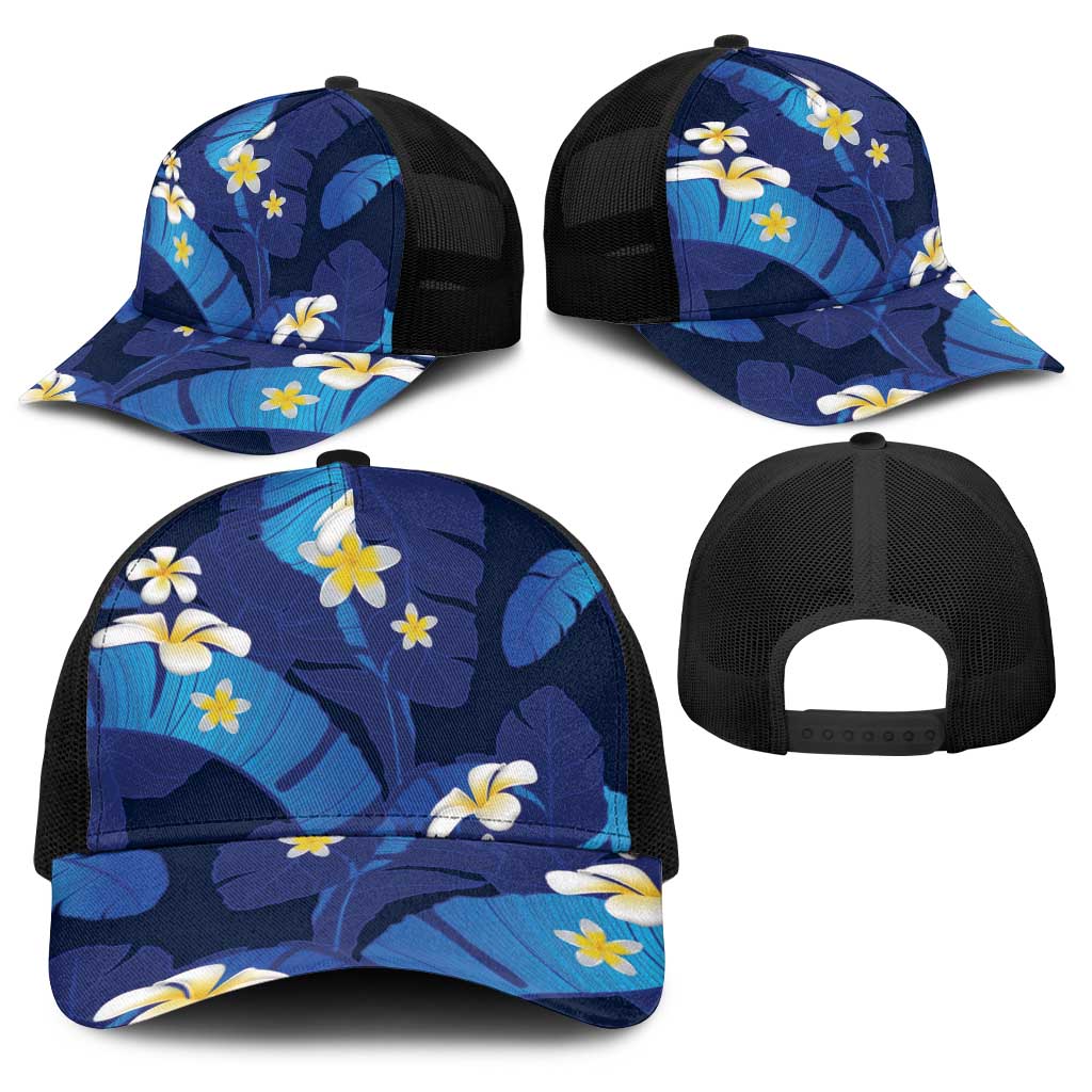 Teal Purple Banana Leaf Hawaii Baseball Net Cap Lau Maia Plumeria Tropical Summer Vibes