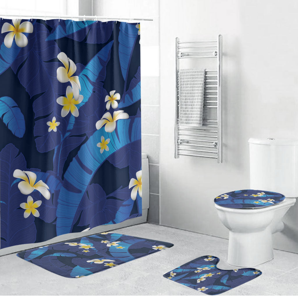 Teal Purple Banana Leaf Hawaii Bathroom Set Lau Maia Plumeria Tropical Summer Vibes