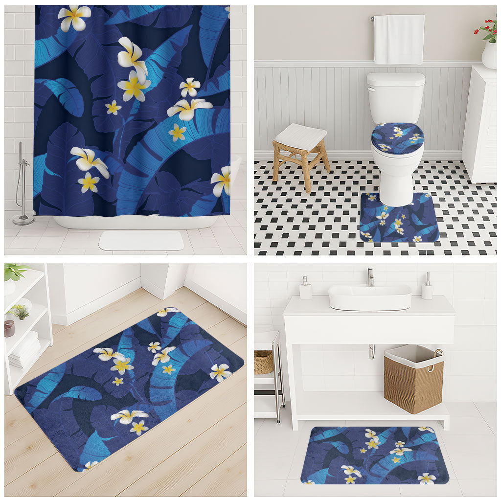 Teal Purple Banana Leaf Hawaii Bathroom Set Lau Maia Plumeria Tropical Summer Vibes