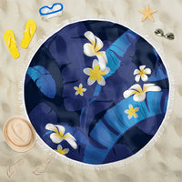 Teal Purple Banana Leaf Hawaii Beach Blanket Lau Maia Plumeria Tropical Summer Vibes