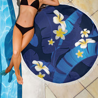 Teal Purple Banana Leaf Hawaii Beach Blanket Lau Maia Plumeria Tropical Summer Vibes