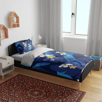Teal Purple Banana Leaf Hawaii Bedding Set Lau Maia Plumeria Tropical Summer Vibes