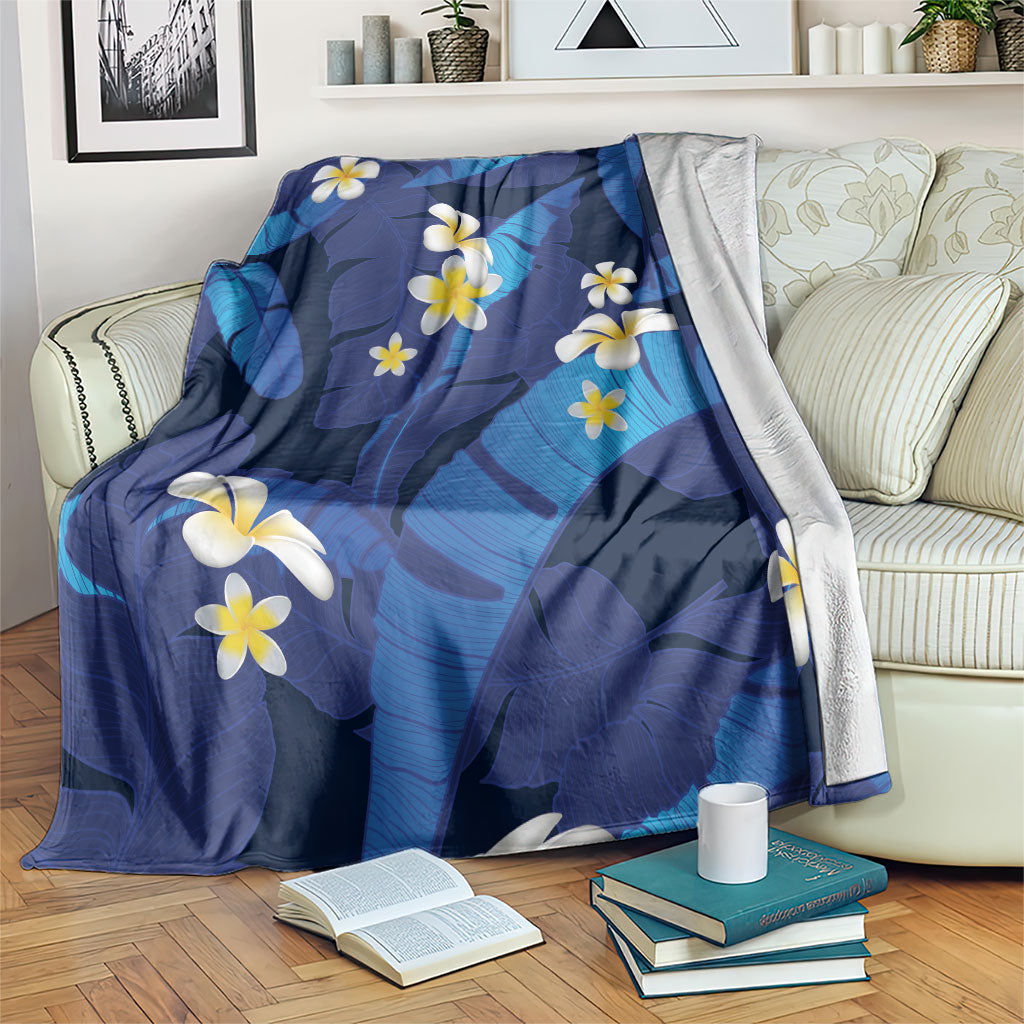 Teal Purple Banana Leaf Hawaii Blanket Lau Maia Plumeria Tropical Summer Vibes