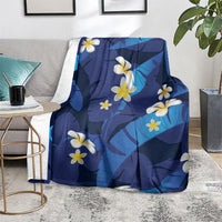 Teal Purple Banana Leaf Hawaii Blanket Lau Maia Plumeria Tropical Summer Vibes