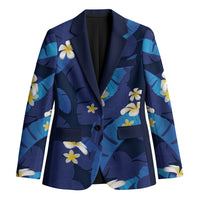 Teal Purple Banana Leaf Hawaii Blazer Lau Maia Plumeria Tropical Summer Vibes