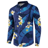 Teal Purple Banana Leaf Hawaii Button Sweatshirt Lau Maia Plumeria Tropical Summer Vibes