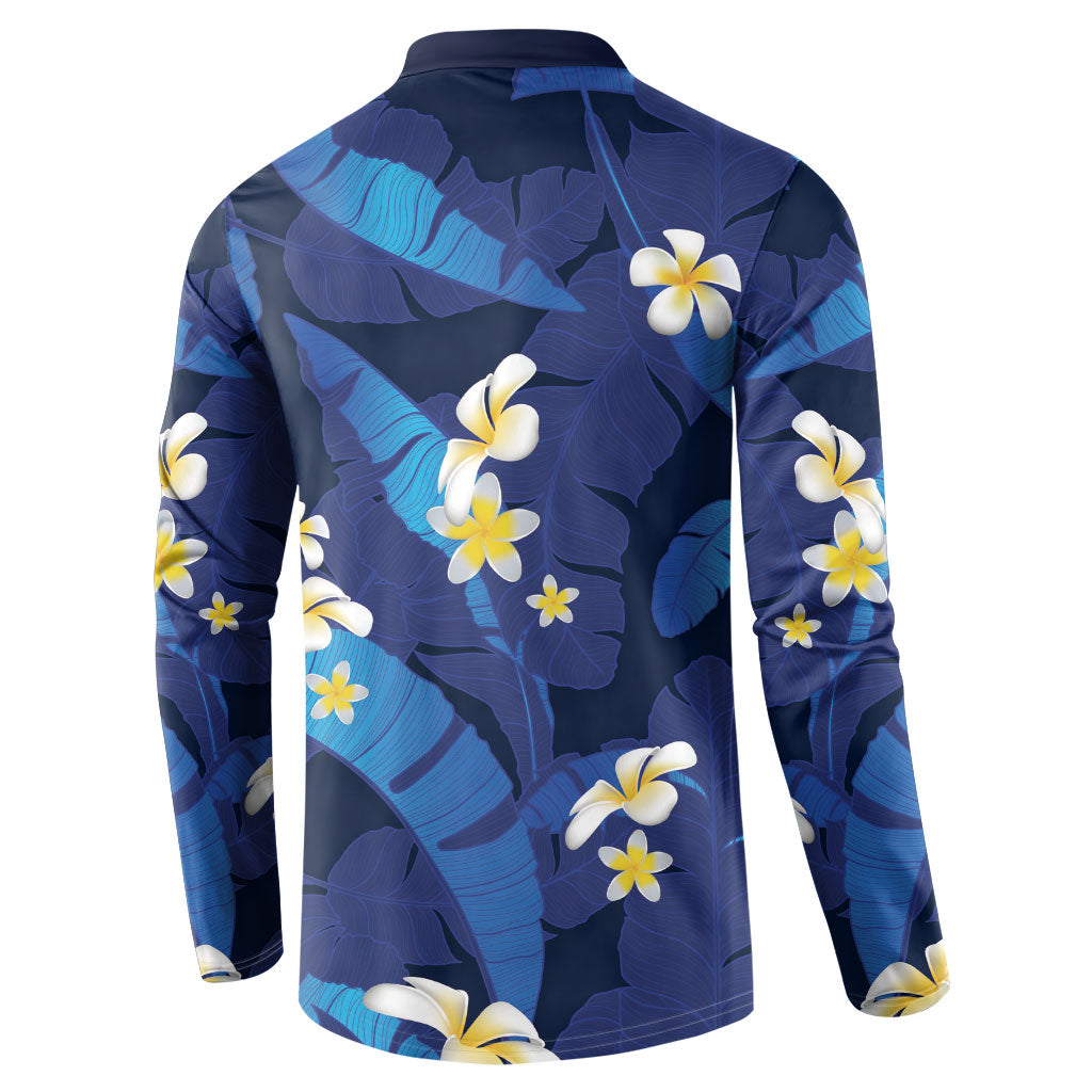 Teal Purple Banana Leaf Hawaii Button Sweatshirt Lau Maia Plumeria Tropical Summer Vibes