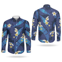 Teal Purple Banana Leaf Hawaii Couples Matching Off Shoulder Maxi Dress and Long Sleeve Button Shirt Lau Maia Plumeria Tropical Summer Vibes
