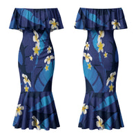 Teal Purple Banana Leaf Hawaii Family Matching Mermaid Dress and Hawaiian Shirt Lau Maia Plumeria Tropical Summer Vibes