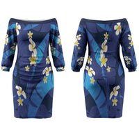 Teal Purple Banana Leaf Hawaii Family Matching Off The Shoulder Long Sleeve Dress and Hawaiian Shirt Lau Maia Plumeria Tropical Summer Vibes