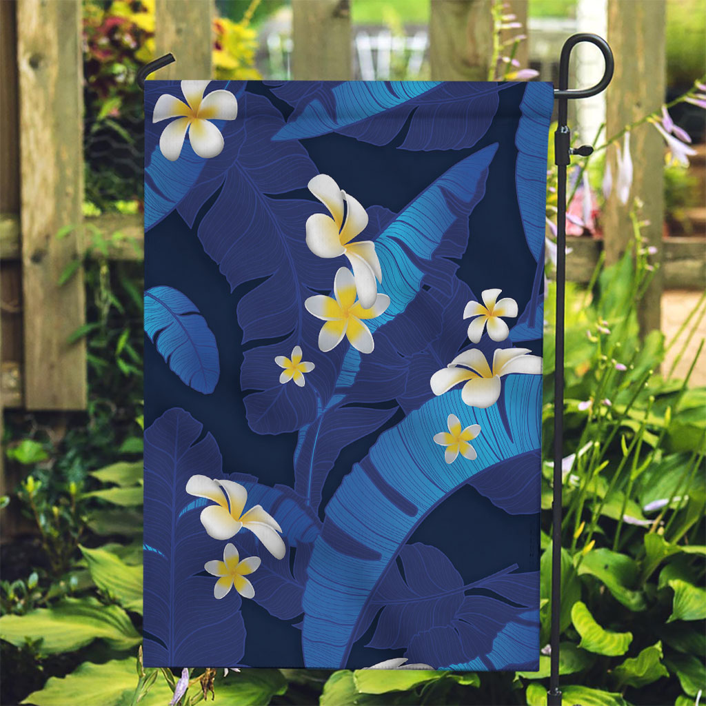 Teal Purple Banana Leaf Hawaii Garden Flag Lau Maia Plumeria Tropical Summer Vibes