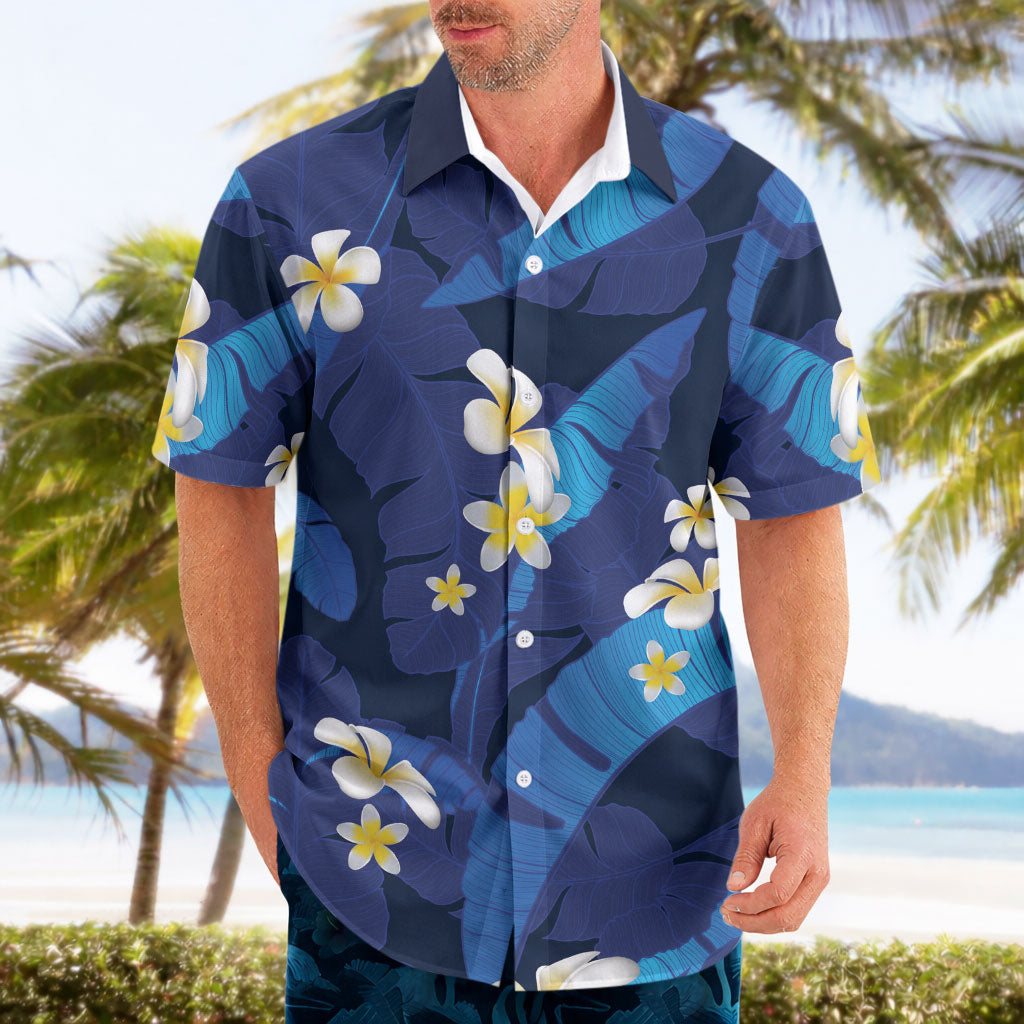 Teal Purple Banana Leaf Hawaii Hawaiian Shirt Lau Maia Plumeria Tropical Summer Vibes