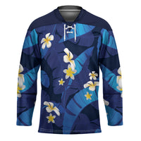 Teal Purple Banana Leaf Hawaii Hockey Jersey Lau Maia Plumeria Tropical Summer Vibes