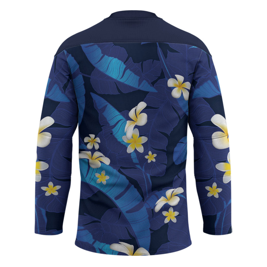 Teal Purple Banana Leaf Hawaii Hockey Jersey Lau Maia Plumeria Tropical Summer Vibes
