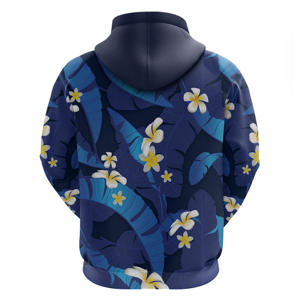 Teal Purple Banana Leaf Hawaii Hoodie Lau Maia Plumeria Tropical Summer Vibes