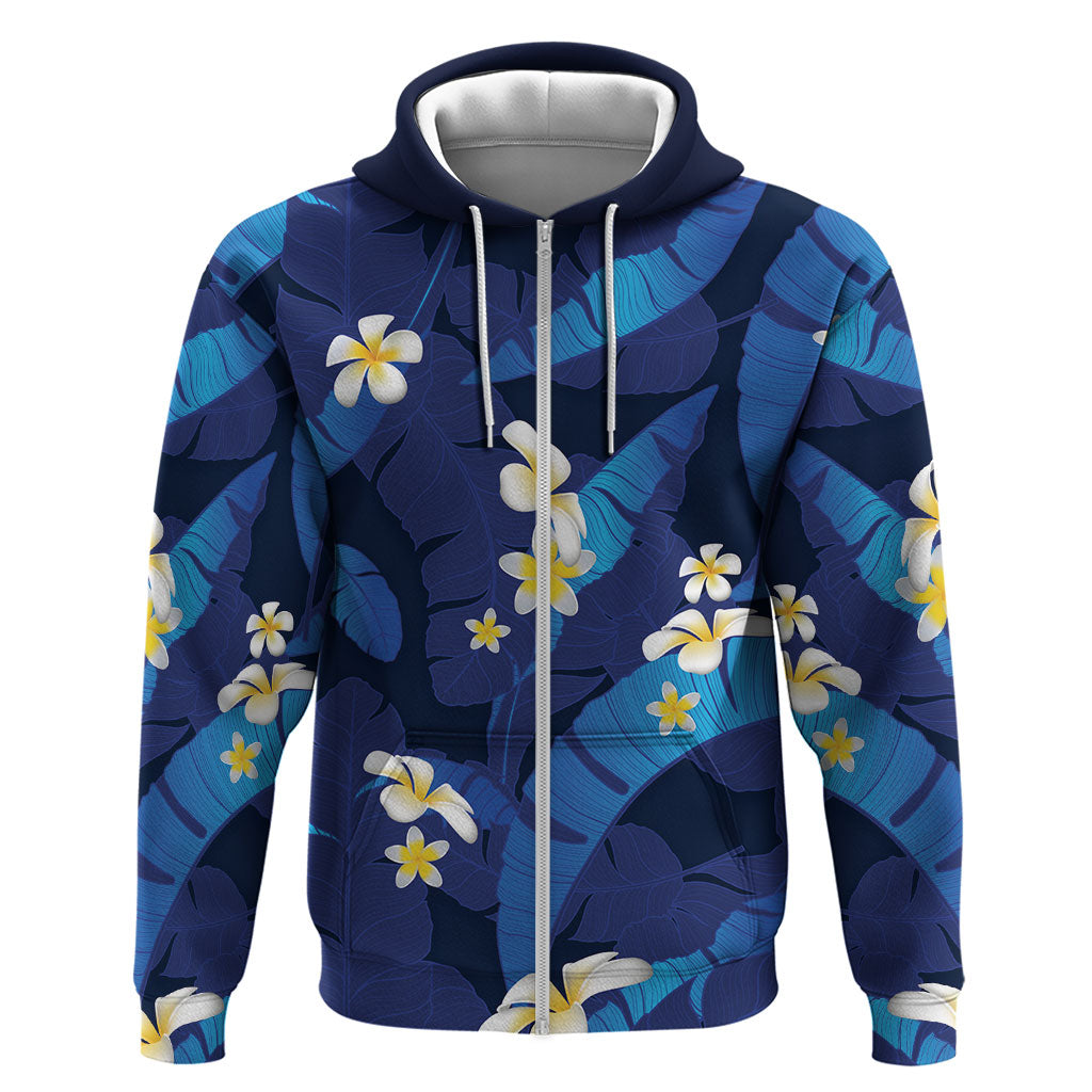 Teal Purple Banana Leaf Hawaii Hoodie Lau Maia Plumeria Tropical Summer Vibes