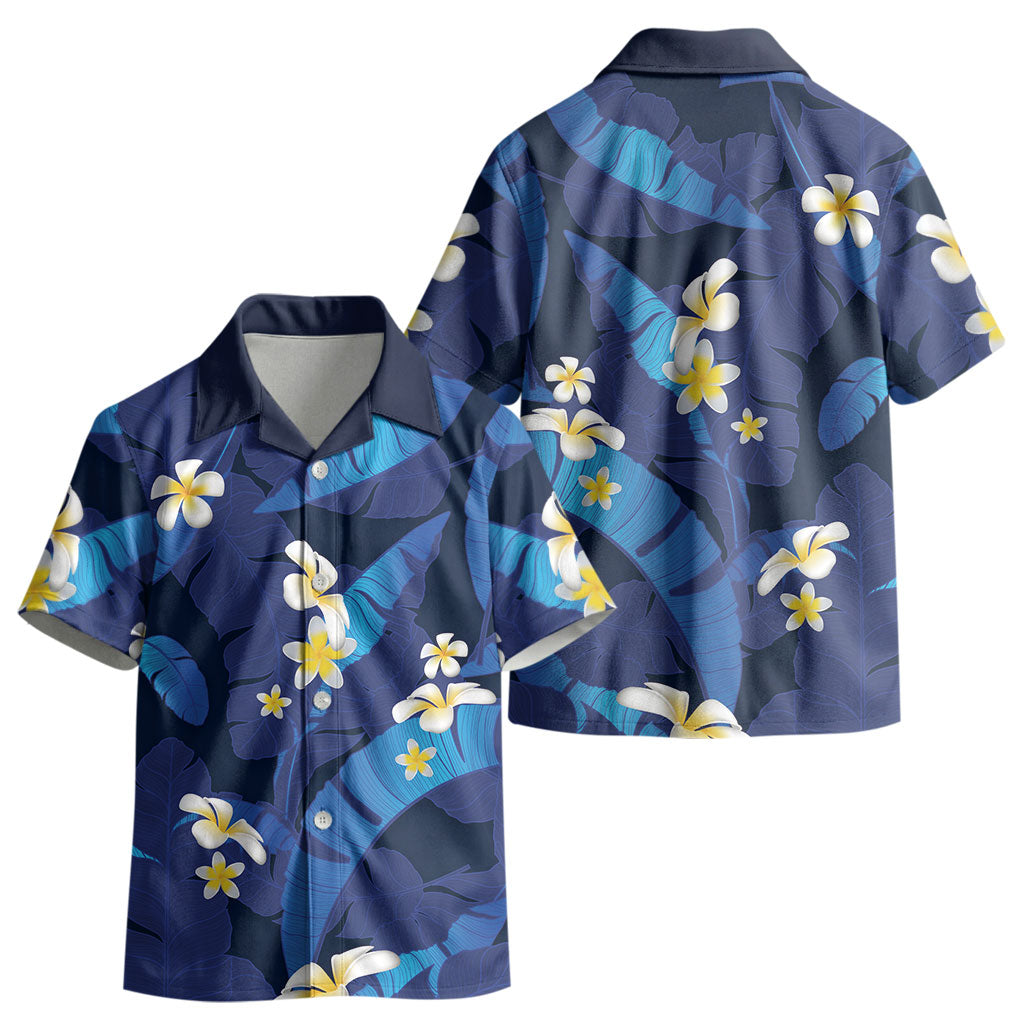 Teal Purple Banana Leaf Hawaii Kid Hawaiian Shirt Lau Maia Plumeria Tropical Summer Vibes