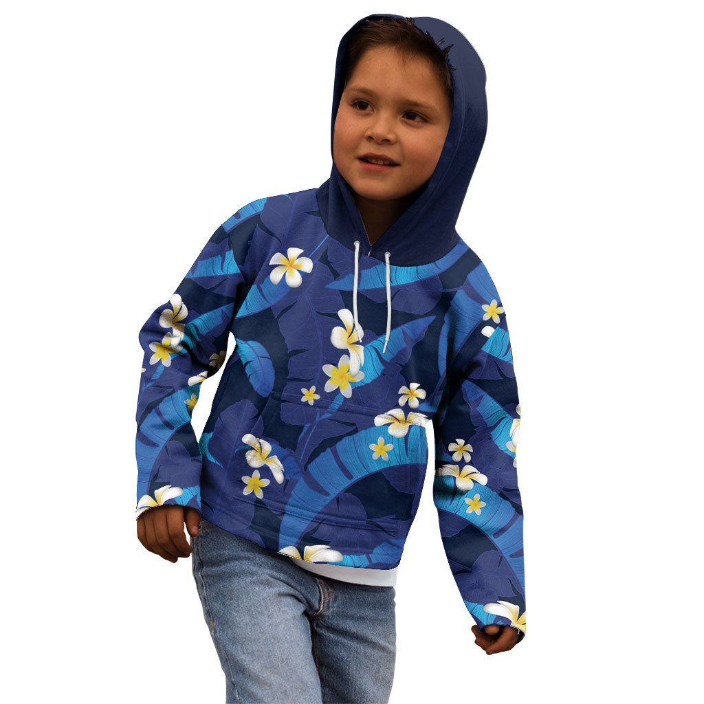 Teal Purple Banana Leaf Hawaii Kid Hoodie Lau Maia Plumeria Tropical Summer Vibes