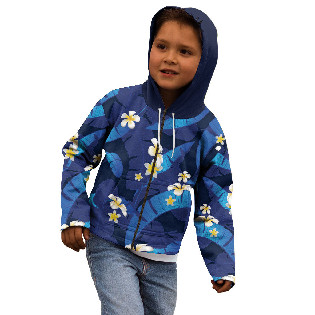 Teal Purple Banana Leaf Hawaii Kid Hoodie Lau Maia Plumeria Tropical Summer Vibes