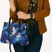 Teal Purple Banana Leaf Hawaii Leather Bag Lau Maia Plumeria Tropical Summer Vibes