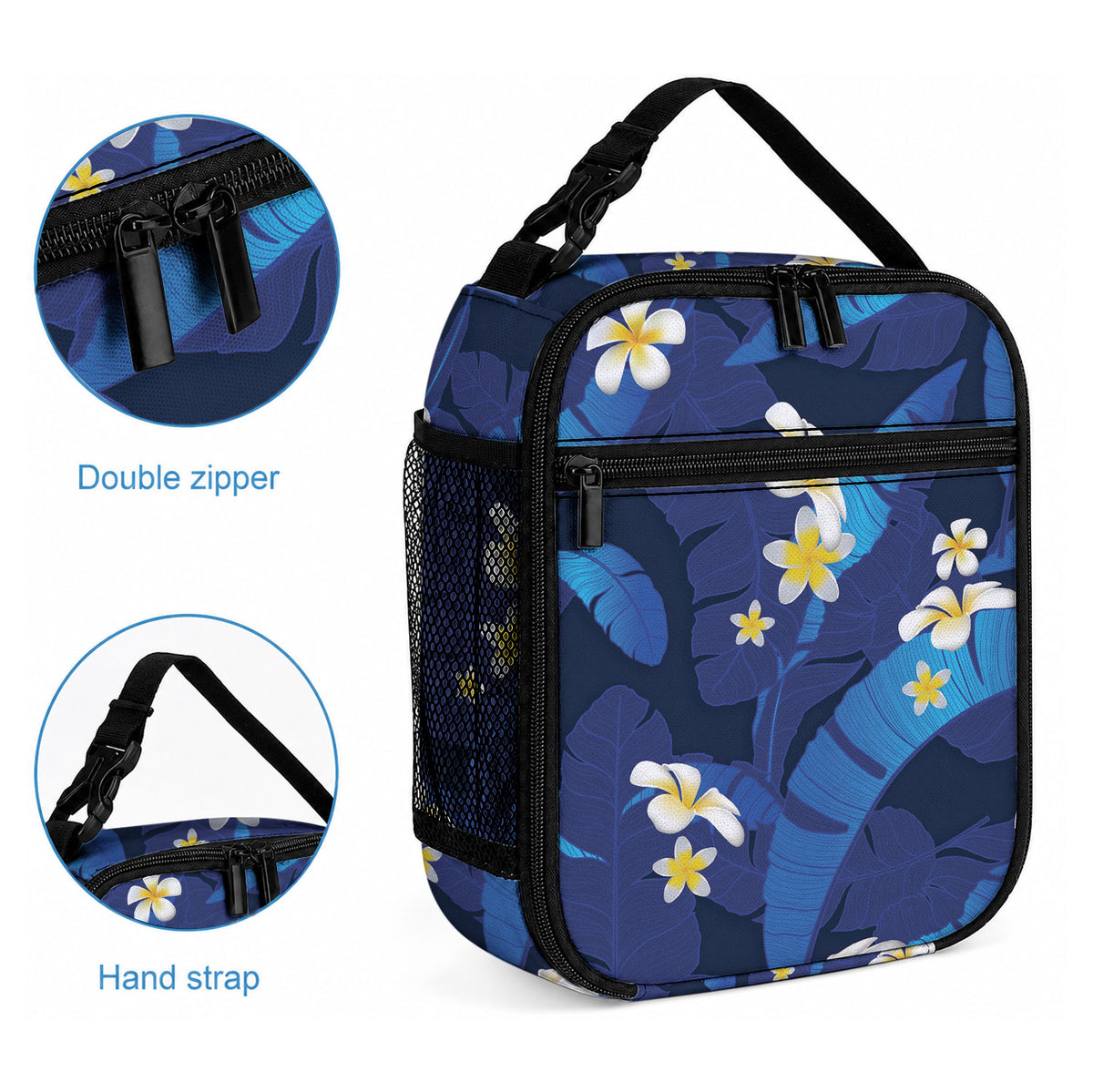 Teal Purple Banana Leaf Hawaii Lunch Bag Lau Maia Plumeria Tropical Summer Vibes