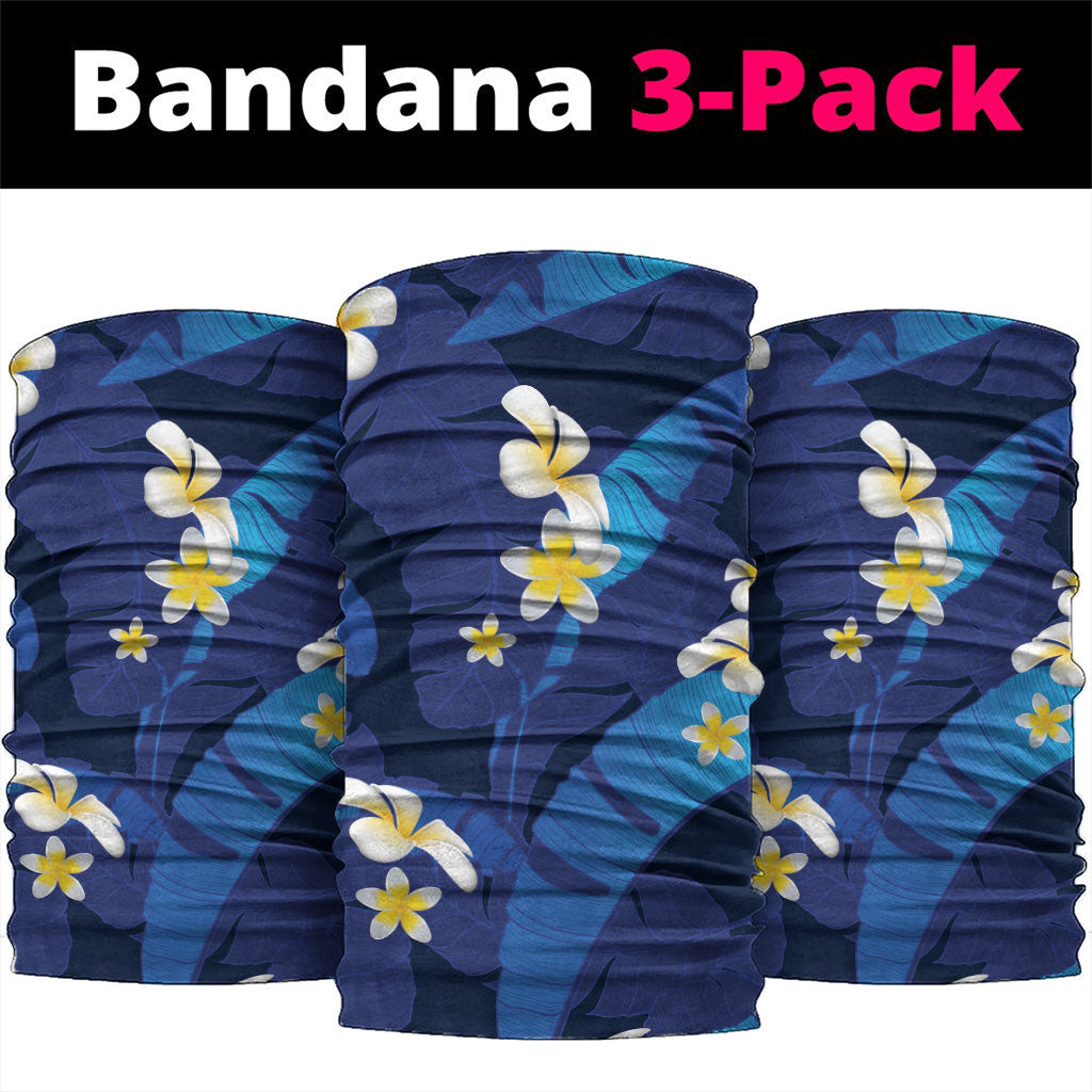 Teal Purple Banana Leaf Hawaii Neck Gaiter Lau Maia Plumeria Tropical Summer Vibes